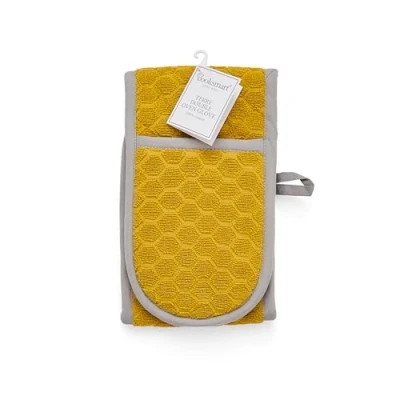 Image of Cooksmart Honeycomb Double Oven Gloves Heat Resistant British Designed Modern Mitt &amp; Potholder for Home Cooking Maximum Protection Kitchen