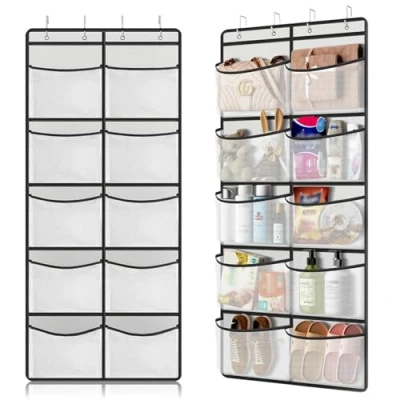 Image of Hocklliy Hanging Storage Organiser,Hanging Organiser with 10 Pockets for Closet,Over the Door Pockets,for Wardrobe Bedroom Toys Clothes Shoe (with 4 Hooks)