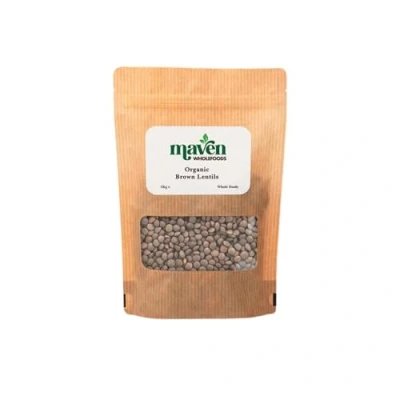 Image of Maven wholefoods Organic Brown Lentils 5kg Raw GMO Free High Fibre &amp; Protein Certified Suitable for Vegetarian Vegan Packed Fresh in Resealable Bags (5kg)