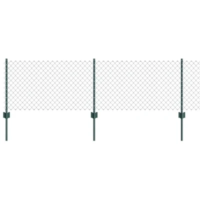 Image of vidaXL Chain Link Fence with 10 U Posts Green 0.6x10 m Steel