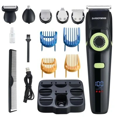 Image of BarberBoss Beard Trimmer Men, Hair Clippers Nose, Ear &amp; Grooming Set, Mens Kits, Cordless for Men Haircut, Face Grooming,