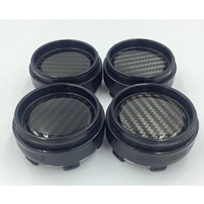 Image of 4x Universal Carbon Fibre Effect Car Auto Racing Alloy Wheel Center Hub Caps Covers Compatible With Rays Volk Wheels No Logo Plain Emblem 65mm Rim Cover Hubcap Tyre Trim Truck Plastic Plating