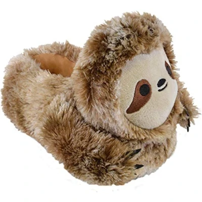 Image of Boys Girls Kids Novelty 3D Character Plush Slippers Sloth 9/10 UK Child