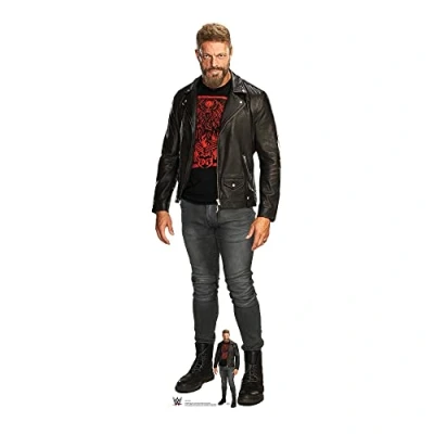 Image of SC4156 Edge Black Outfit WWE Lifesize Cardboard Cutout With Mini Professional Wrestling Champion