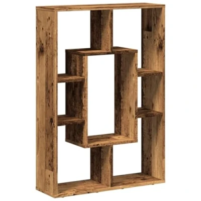 Image of vidaXL Bookcase Bookshelf Storage Cabinet Old Wood Engineered Geometric Design 7 Compartments 63 x 20 90 cm