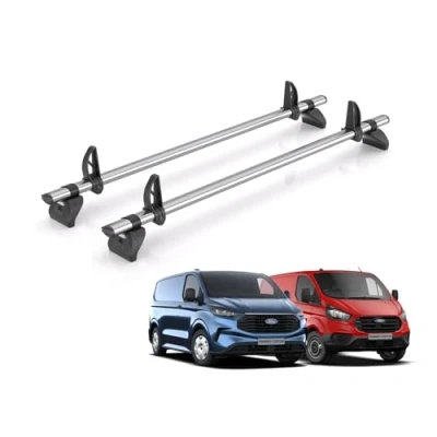 Image of Van Demon Rhino Roof Rack for Ford Transit Custom 2013+ [Only Suitable Standard (H1) Models] 2 Bars + Loadstops TB2FL/KLS2
