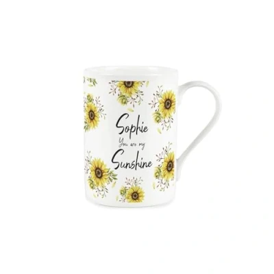 Image of Bespoke You are My Sunshine Mug Custom Floral Anniversary Romantic Gift Sunflowers Bone China Coffee/Tea Cup Present