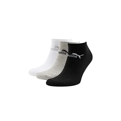 Image of Puma Sneaker Invisible Boot Socks (Pack of 3) Grey/White/Black, EU 35 38