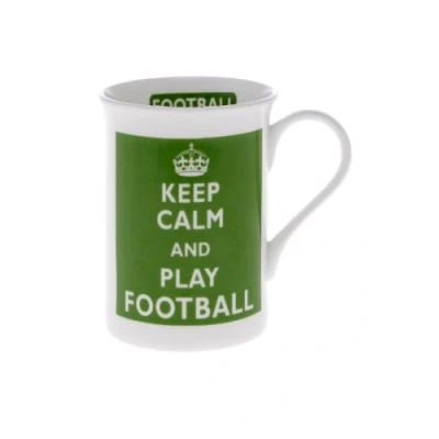 Image of Kirsty Jayne China Football Sport,Bone Keep Calm and Play 10 Fl Oz Beaker/Mug, Cup