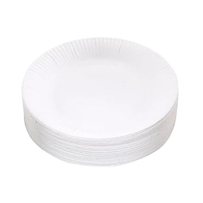 Image of Kingfisher KCP1009 White Disposable Paper Plates 9&quot; Pack Of 100
