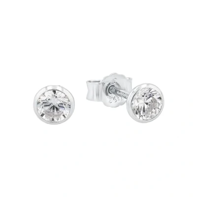 Image of Amor Stud Earrings 925 Sterling Silver Ladies Earrings, With Cubic Zirconia Synth, 0.4 Cm, Silver, Comes In Jewelry Gift Box, 9062263