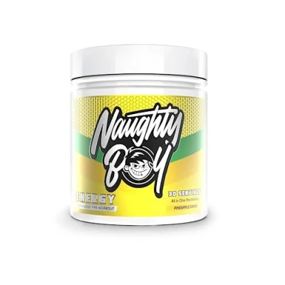 Image of Naughty Boy High Energy Pre Workout Powder with Beta Alanine, Citrulline &amp; Caffeine Supplements for Men Women Clinically dosed Drink 390g/30 Servings (Pineapple Crush)