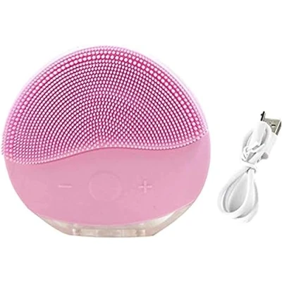Image of Facial Cleansing Brush and Face Massager Silicone Ultrasonic Vibrating Brush, Waterproof, Rechargeable Sonic Electric Exfoliator for Anti Aging (Pink)