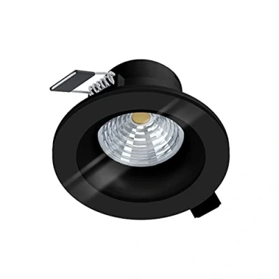 Image of Eglo Recessed spot Light for Ceiling Salabate, dimmable LED Downlight Made of Aluminium and Glass, Black Bathroom Spotlight, Neutral White, IP44, Ø 3.5 inches