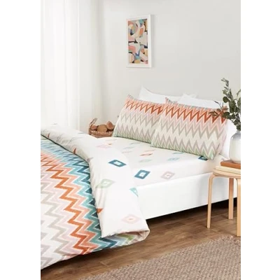 Image of Rapport home Bali Microfibre Full Bedding Set Single Multi Reversible Duvet Cover, Fitted Sheet with matching Pillowcases