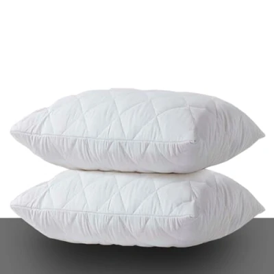 Image of Pillow Protectors 2 Pack White, Anti Allergy Zipped Pillowcase Protectors, Machine Washable Quilted Covers, Soft &amp; Breathable Microfiber 50 x 75cm
