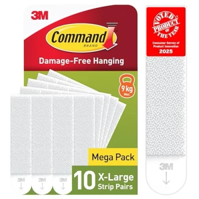 Image of Command Picture Hanging Strips, White, X Large, 10 Pairs (20 Strips) For Pictures, Frames, Mirrors, Wall Decor Damage Free