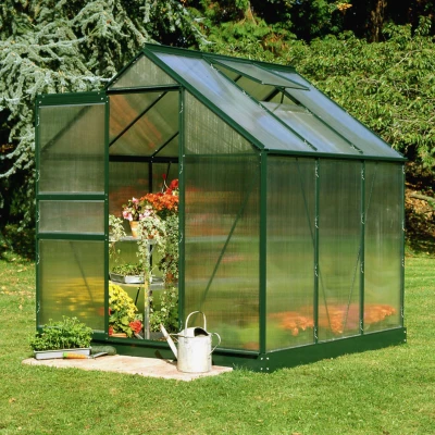Image of Halls 6x6 Green Frame Polycarbonate Greenhouse