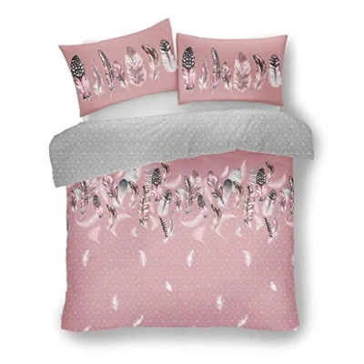 Image of FAIRWAYUK Pink Bedding Set King Size Bed, Duvet Quilt Cover with Pillowcase, Reversible, Ultra Soft, Easy Care