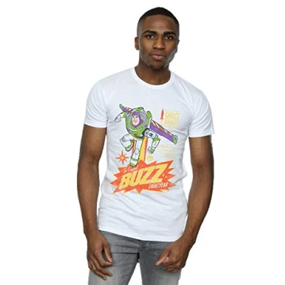 Image of Disney Men&#039;s Toy Story 4 The Original Buzz Lightyear T Shirt White Large