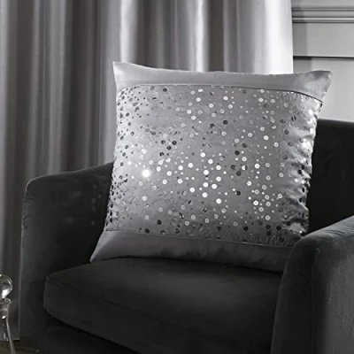 Image of Catherine Lansfield Glitzy Sequin 43x43cm Cushion Grey