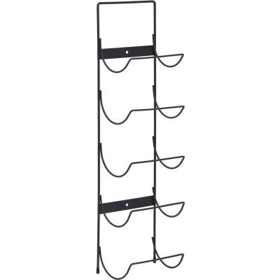 Image of vidaXL Wall Mounted Wine Rack for 5 Bottles Black Iron