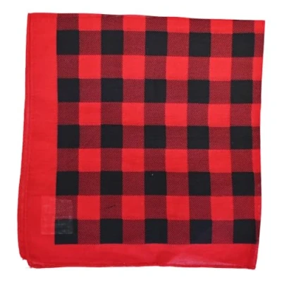 Image of Bandana Polka Dot Headwear Wrap Neckerchief Large Cotton Bandanas Scarf Headband Red &amp; Black Checks