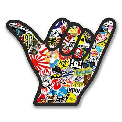 Image of 2 x 10cm Shaka Surfer Hand Vinyl Decal Sticker Car Laptop Surf Bomb Fun #6360 (10cm Wide 8cm Tall)