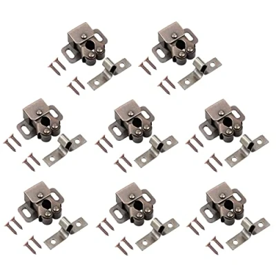 Image of TERF® Heavy Duty Double Roller Catch Latch Bronzed Furniture Lock including Fixing Screw for Cabinet Kitchen Bathroom Cupboards Wardrobes Drawer Door Pack of 8