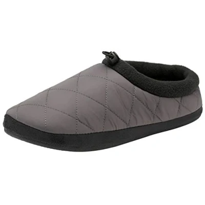 Image of DUNLOP Mens Halwell Slippers Soft Quilted Padded Duvet Outdoor Sole Mules (Small (UK6 7), Grey)