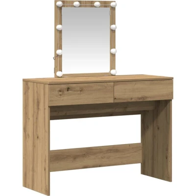 Image of vidaXL Dressing Table with Mirror and LEDs Artisan Oak Engineered Wood