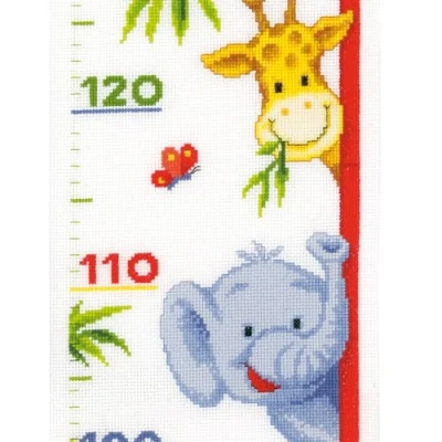 Image of Vervaco Height Chart Zoo Animals Counted Cross Stitch Kit, Multi Colour