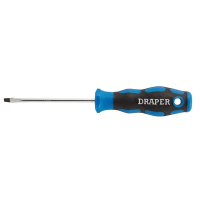 Image of Draper Soft Grip Plain Slot Screwdriver, 3.2 x 75mm