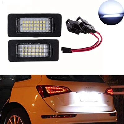 Image of VIGORFLYRUN PARTS LTD 2PCS Car LED License Plate Light Lamp Assembly for A4 S4 A5 S5 Q5 TT/TT RS, Powered by 24 SMD Xenon White Lights 12V