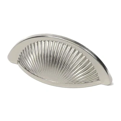 Image of Decoranddecor Arro Half Moon Shaker Cup Handles Cabinet Pulls Zinc 64mm Hole Centre (Brushed Chrome)