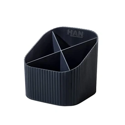 Image of HAN Karma 17248 13 Desk Quiver with 4 Compartments, Environmentally Friendly, Made from 80 100% Recycled Material, Pen Holder, Eco Black