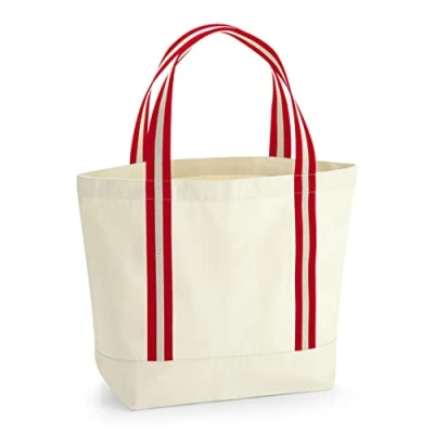 Image of Westford Mill W690 EarthAware® Organic Boat Bag Natural/Classic Red