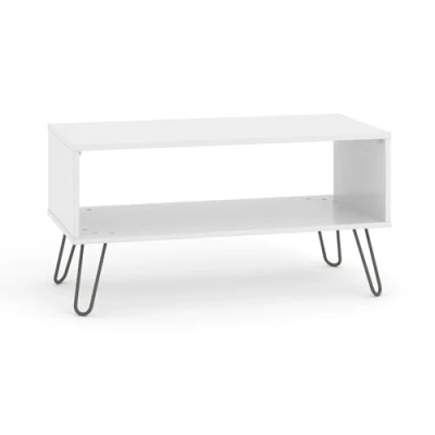 Image of Home Source Coffee Occasional, Living Room Table with Storage, Open Shelf, White, Engineered Wood