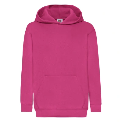 Image of Fruit of the Loom Childrens Unisex Hooded Sweatshirt / Hoodie (Fuchsia) Size 5 6Y