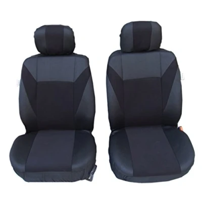 Image of 1+1 UNIVERSAL BLACK FRONT FABRIC SEAT COVERS FOR CAR VAN BUS TAXI MOTORHOME