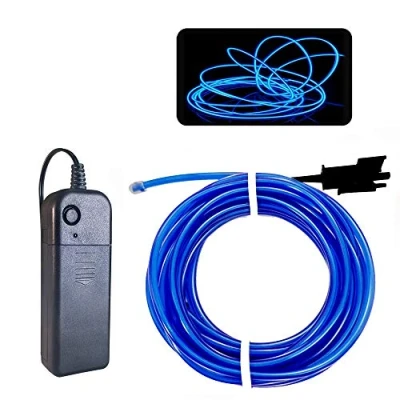 Image of Balabaxer EL Wire Blue, 9.8ft/3M Neon Lights Noise Reduction Glowing Strobing Electroluminescent for Halloween, Parties, Blacklight Run,DIY Decoration