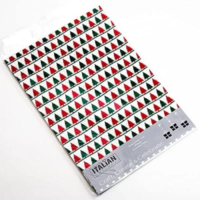 Image of Italian Options 250GSM Non Shed Glitter Card Craft Paper 10 Sheets, A4 Size, Christmas Tree’s