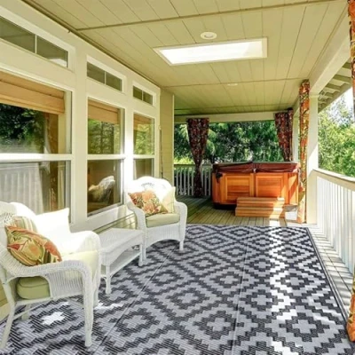 Image of HGTRH Outdoor Rugs for Patios Waterproof, Recycled Plastic Straw Rug, Woven Garden Patio Waterproof with Fix Hole Portable Rv, Camper, Balcony, Backyard, Deck