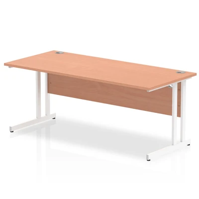 Image of Impulse 1800/800 Rectangle White Cantilever Leg Desk Beech MI001677