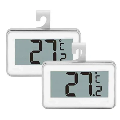 Image of Set of 2 Fridge Thermometer,Digital Refrigerator Freezer Thermometer Monitor with Hanging Hook(White)