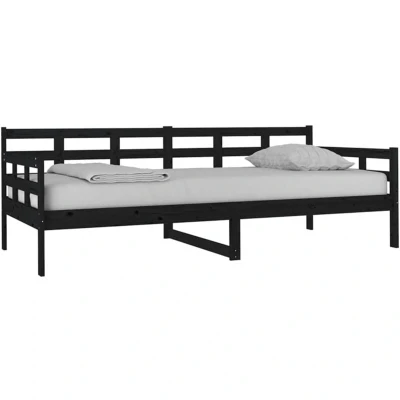 Image of vidaXL Day Bed without Mattress Black Solid Wood Pine 90x200 cm