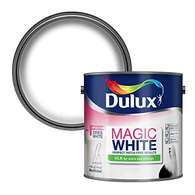 Image of Dulux Magic White Silk Emulsion Paint For Walls And Ceilings Pure Brilliant 2. 5 Litres