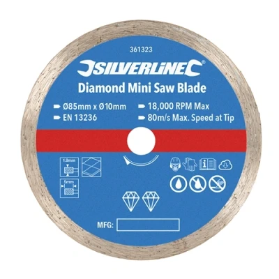 Image of Silverline Diamond Mini Saw Blade 85mm Dia 10mm Bore