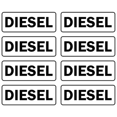 Image of Diesel fuel only sign Self adhesive sticker 95mm x 35mm (Pack of 8 stickers)