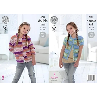 Image of King Cole 4783 Knitting Pattern Girls Easy Knit Cardigans in DK
